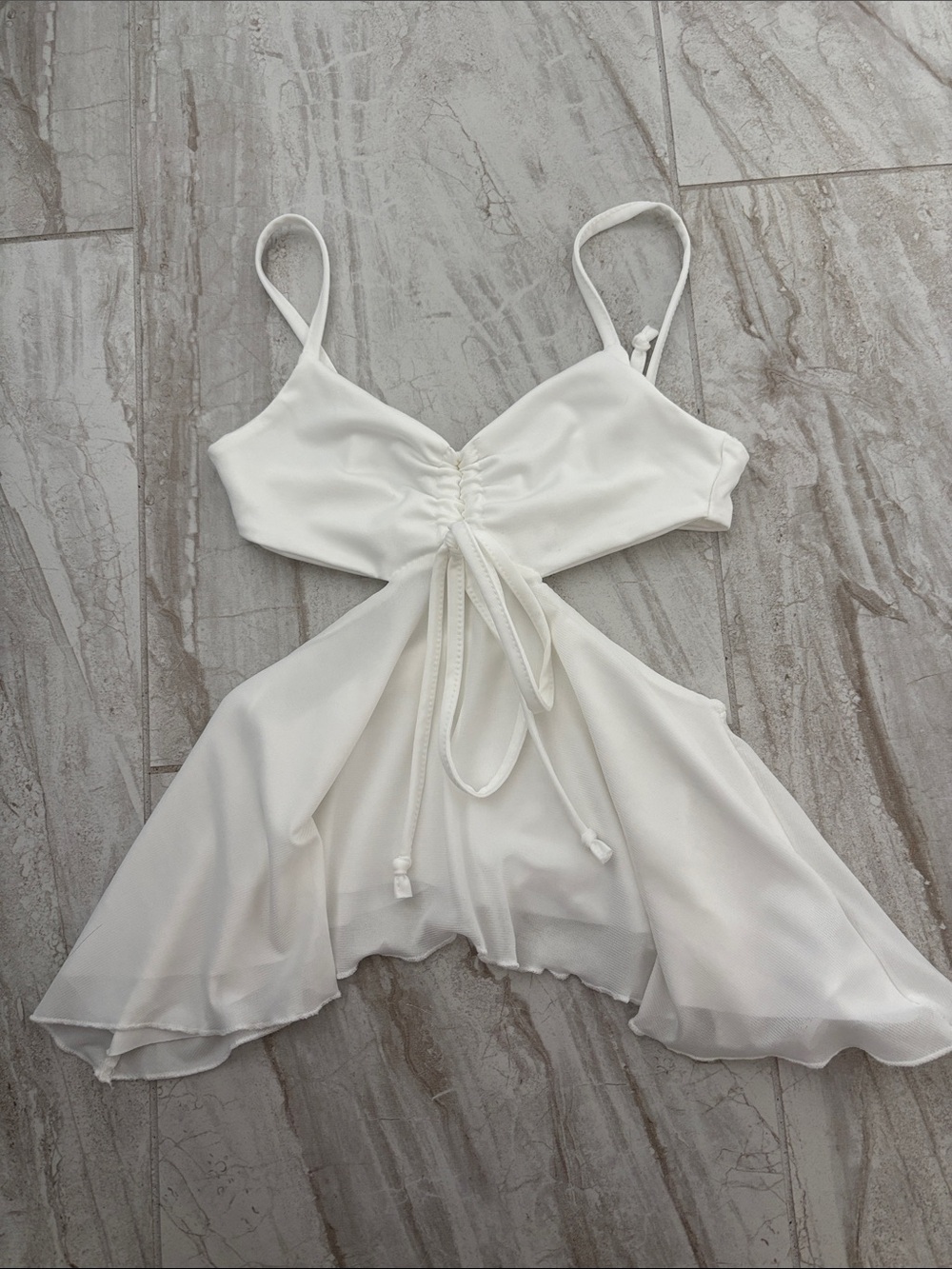 SHEIN White Asymmetrical Tie-Front Spaghetti Strap Dress